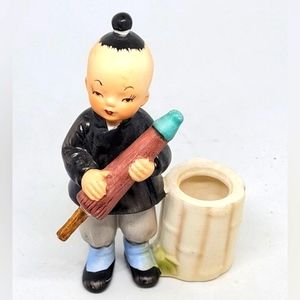 Air plant pot, Asian boy, oriental decor, home, collectible, toothpick holder